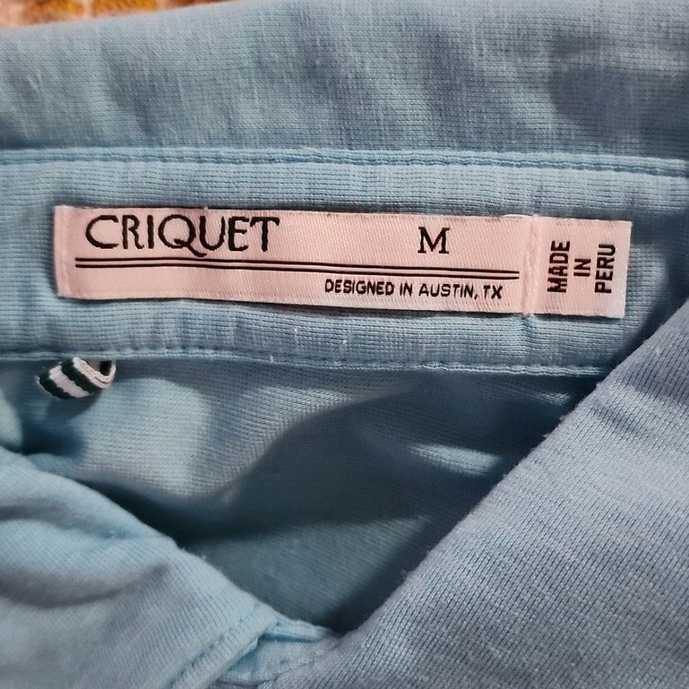 Criquet Polo Shirt Blue‎ Cotton Blend Golf Preppy Austin TX Made in Peru Medium - Picture 3 of 8